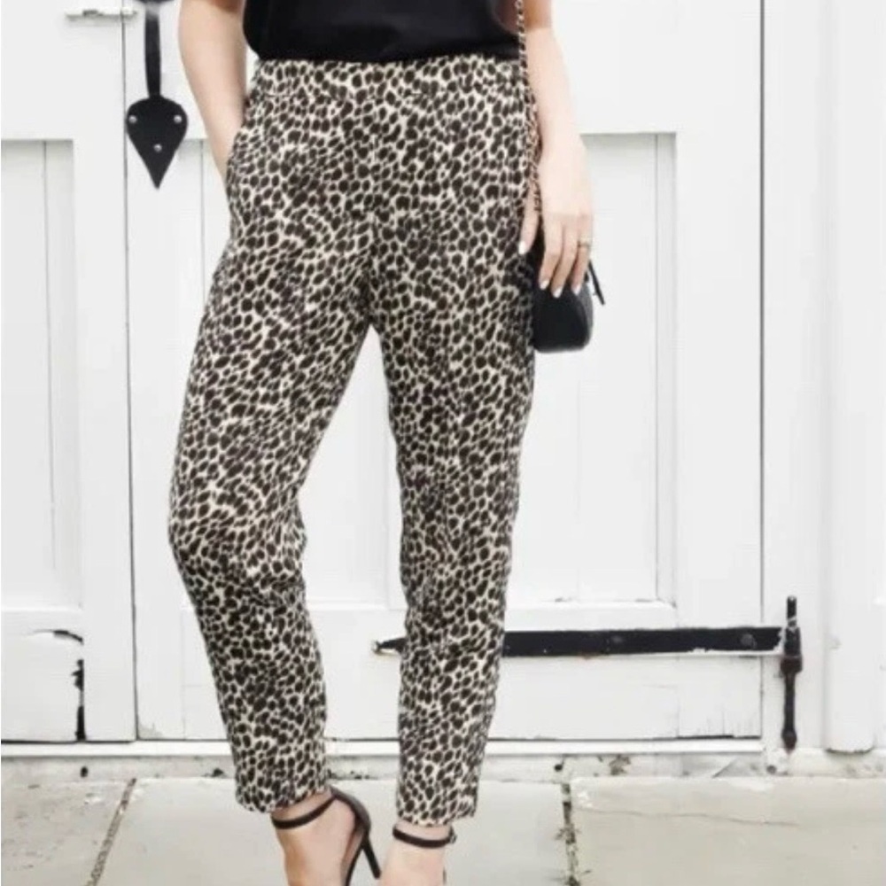 J.Crew Outlet Women’s Jamie Leopard Animal Print Pull On Trousers Pant Size 4